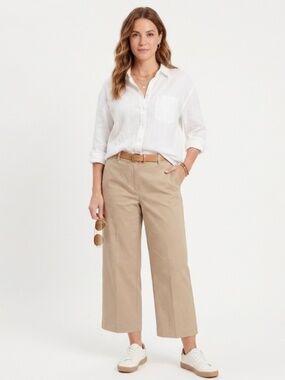 J. Jill Linen Blend Ankle Crop Pants Sz18 Flax Elastic Waist Comfort Capsule NWT